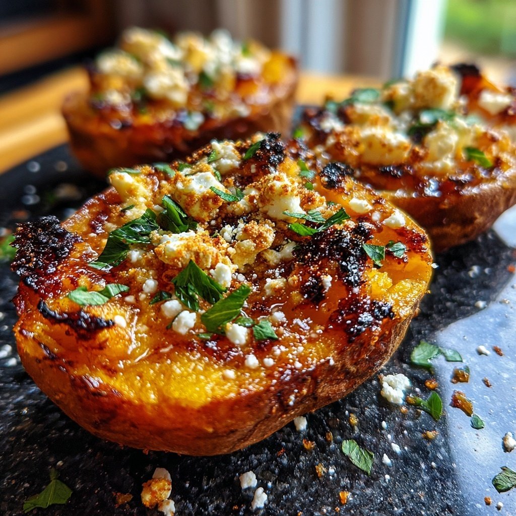 Gefüllte Süßkartoffeln mit Honig und Feta