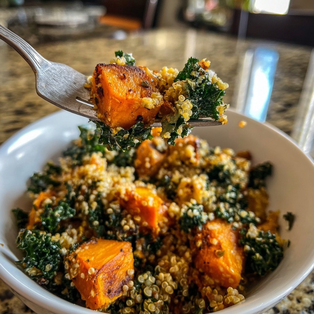 Süßkartoffel-Buddha-Bowl mit Grünkohl und Quinoa