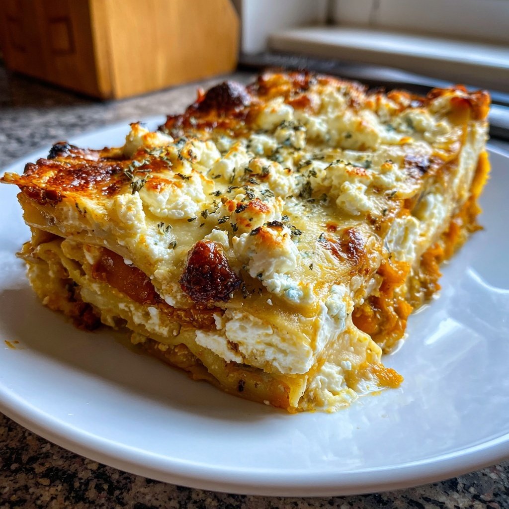 Lasagne mit Kürbis und Feta