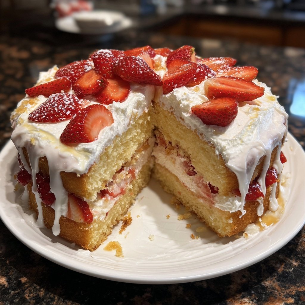 Geburtstagskuchen mit Erdbeercreme