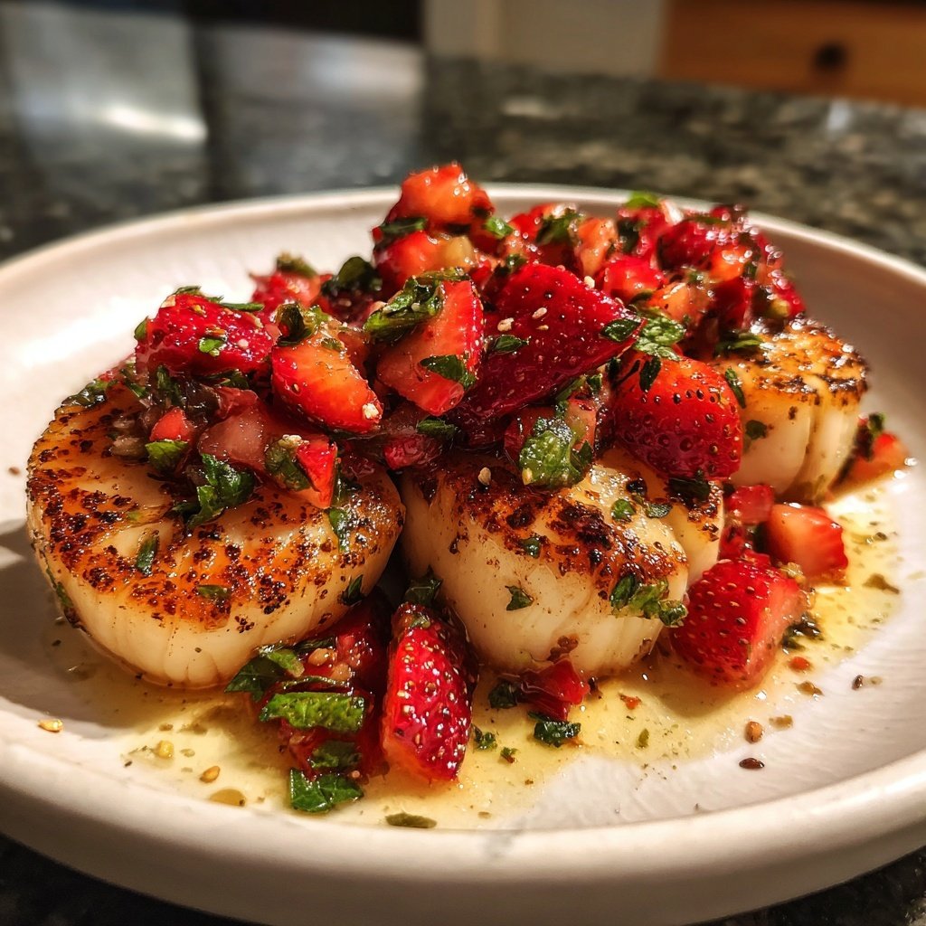 Jakobsmuscheln mit Erdbeersalsa