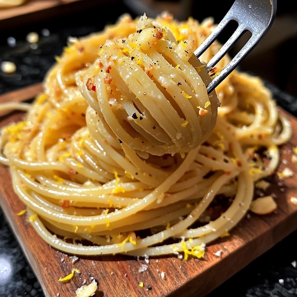 Spaghetti mit Zitronen-Knoblauch-Öl