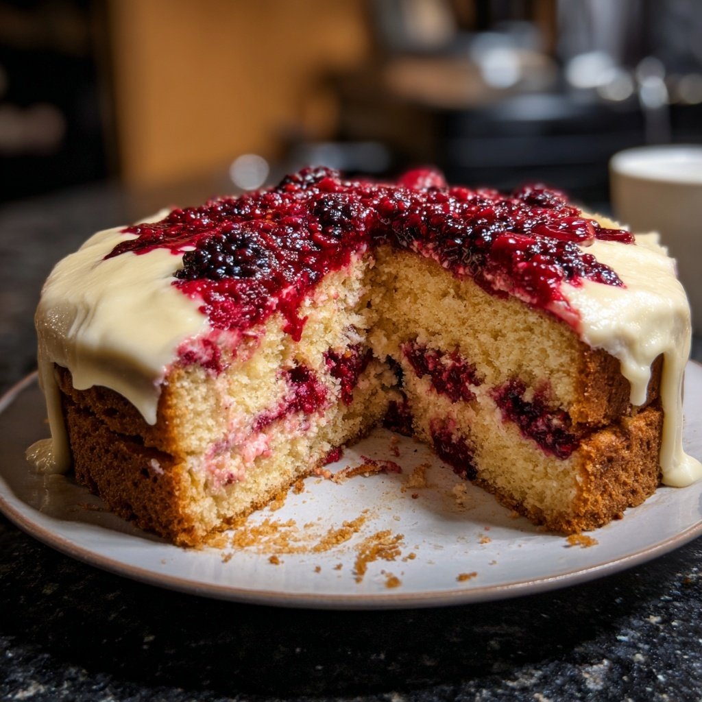 Geburtstagskuchen mit Beerenfüllung