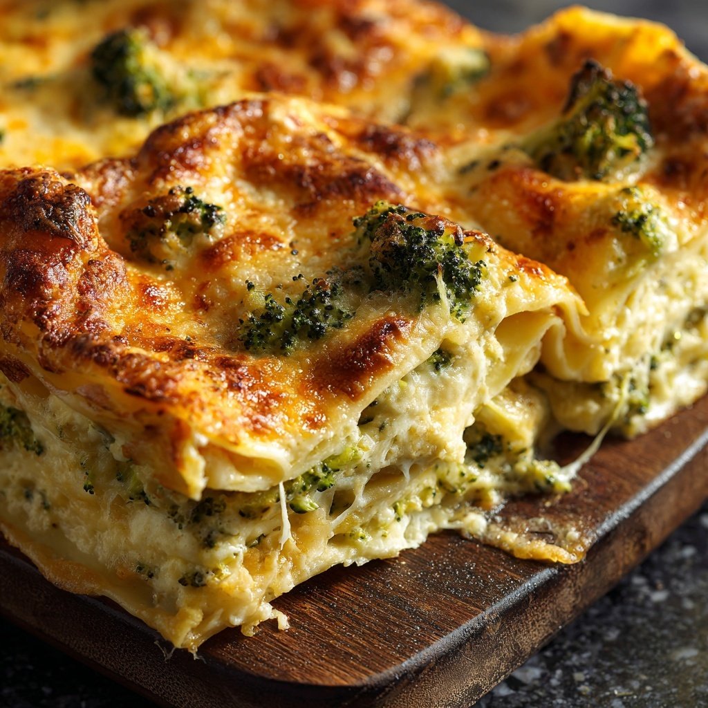 Lasagne mit Brokkoli und Cheddar