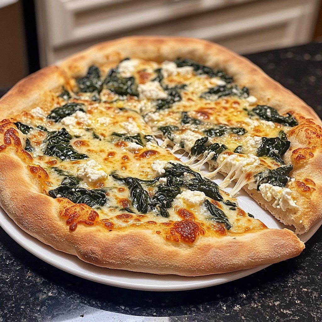 Pizza mit Spinat und Ricotta